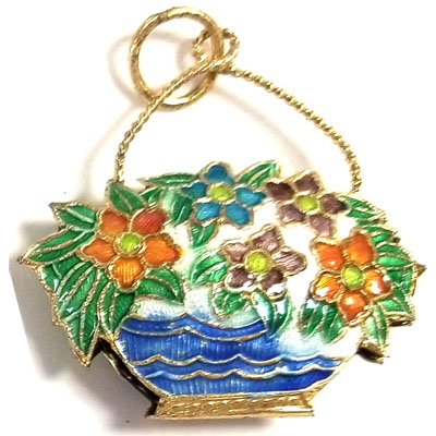 ENAMEL BASKET 25X35MM LIGHT BLUE